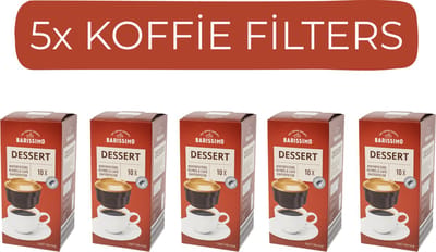 Barissimo Dessert Koffiefilters - Giet water in het bakje – onderaan stroomt de koffie. 5 x 10x stuks per karton.
