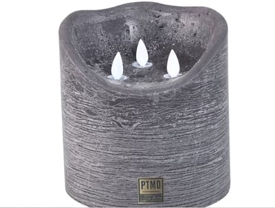Ptmd Led Battery-operated Pillar Candle Xxl Grey 15 X 15 Cm