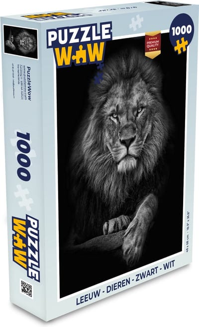 Puzzel Leeuw - Dieren - Zwart - Wit - Legpuzzel - Puzzel 1000 stukjes volwassenen