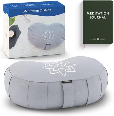Groot Meditatiekussen | Zafu Yoga Bolster Vloerkussen | Halfmaanvormig Kussen met Boekweitvulling en Afneembare Wasbare Hoes