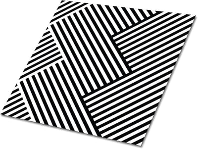 Tulup PVC Tegels - Geometrische Lijnen Vinyl Tegels - 30 cm x 30 cm - Zwart en wit Vinyl Vloer Tegels - 9 stuks - Vinyl Wandtegels - Geometrisch Plaktegels - Zelfklevende Vinyl Tegels - Plaktegels keuken en Badkamer