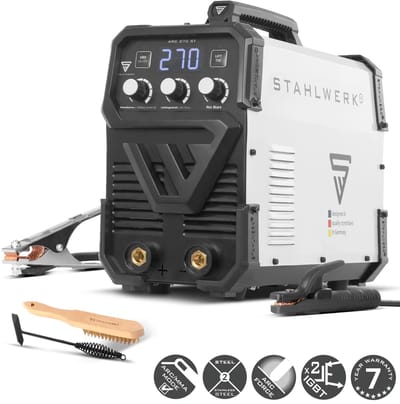 STAHLWERK lasmachine ARC-270 ST | Handmatig elektrisch lasapparaat 270 A | MMA elektrode lassen | Lift-TIG omvormer 400 V | Geïntegreerde oververhittingsbeveiliging | Slimme koeling | Intelligente temperatuurregeling