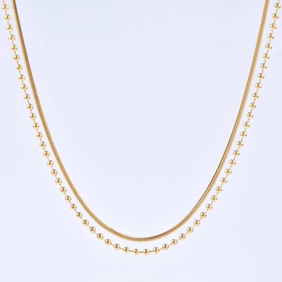ABkettinkjes - Ketting - Dubbel - Laagjes - Gold plated - 18K - Verguld - 2 kettinkjes