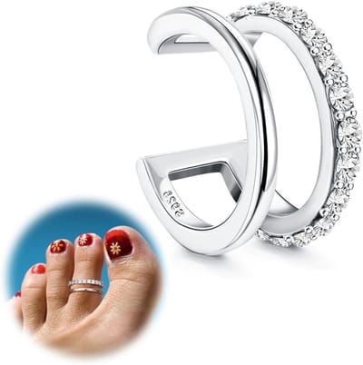 Cosensi - Teenring van 925 sterling zilver voor vrouwen, verstelbaar met diverse ontwerpen - strandband, nagelringen, bloemmotieven - ideaal voor zomerse voetaccessoires.