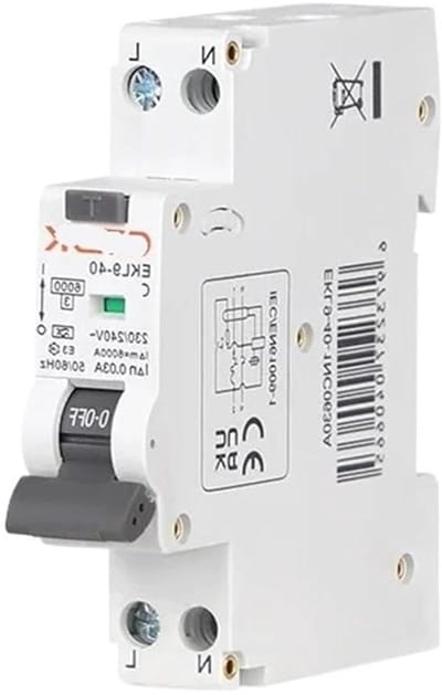 Aardlekautomaat - Stroomonderbreker - Elektrische beveiliging - Thermisch magnetisch - 30mA - Grijs