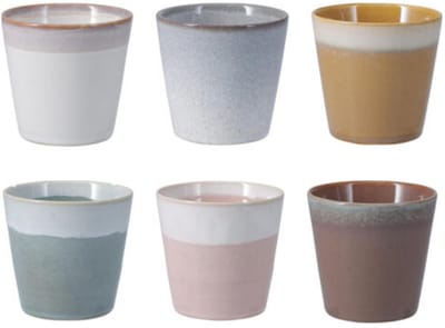 Excellent Houseware Koffie / thee mok Clay - 6x stuks - aardetinten - 225 ml - mokken - keramiek