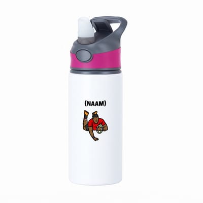 Hacebo® - Rugby met eigen naam waterfles met rietje roze - Rugby - Rugbyer - Sport - water fles - 650ML