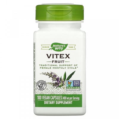 Vitex Fruit, 400 mg (100 capsules) - Nature's Way. Monthly cycle support. Menopause Support.