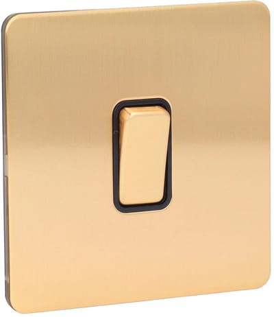 Dailygoods - Knopplaatschakelaar - Roestvrijstalen Drukknop - Elegant Ontwerp - Imitatie Gouden Kleur - Veiligheidsfunctie - Geschikt voor Thuis en Ka...
