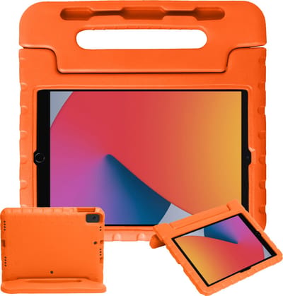 Hoesje - Geschikt voor Apple iPad 9 (2021) - 10.2 inch - 9e Generatie - Kinderhoes Shockproof Bumper - Kidsproof Case - Tablethoes - Kinder Hoes Cover - Oranje