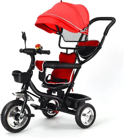 Driewieler 4-in-1 - Loopfiets Peuters - Buiten Spelen - Groei Mee Met Kind - 10 Maanden-5 Jaar - Groot Rood