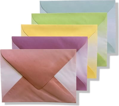 C&C 50 C6 Schaduw Enveloppen - 162x114mm - Roze / Blauw / Groen / Geel / Rood - Mix pakket - 16,2x11,4cm