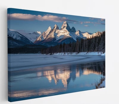Saammp Canvas Schilderij - Landschap - Winter - Natuur - 45x30 - Foto op canvas - Wanddecoratie - Muurdecoratie Woonkamer - Slaapkamer decoratie - Canvas Print