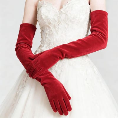Gants longs élégants en velours uni 53 cm pour femmes, gants duveteux à doigts complets, étiquette pour robe de soirée, performance sur scène, gants de fête One Size brown