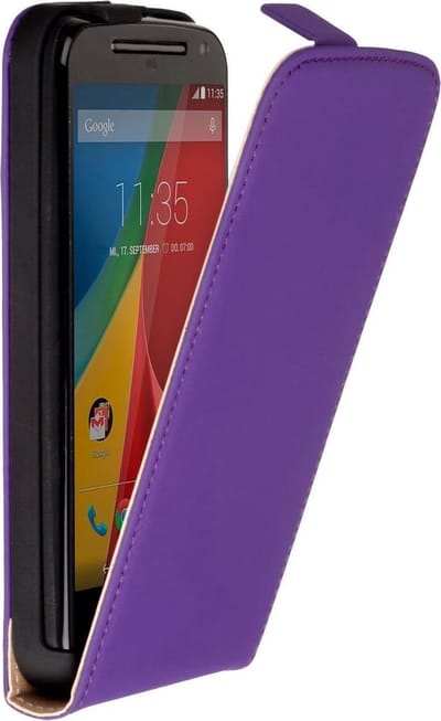 Paars Motorola Moto X 2014 Lederen Flip Case Cover Hoesje