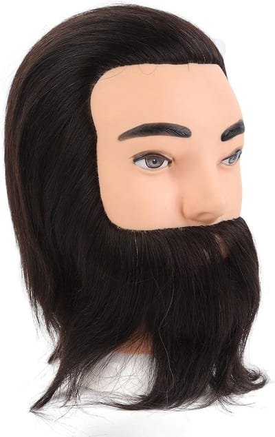 Srliya Mannequinhoofd voor Heren met Baard Veerkrachtig Kapperstrainingshoofd voor Salon Zwart PVC Ideaal voor Kappersopleiding