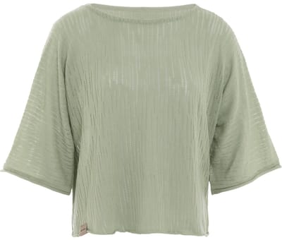 Knit Factory Jose Dames Trui - Damestrui voor Lente en Zomer - Dames top - Halflange mouw - Fijn gebreide trui - Wijde trui - T-shirt - Sage Green - 36/42 - One Size