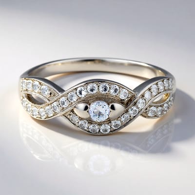 Cavill - Zilveren ring 925 Sterling Zilver met 0,06 ct Orissa Ioliet en 0,364 ct Witte Topaas - Elegant Indiaas Edelsteen Sieraad - Maat 17