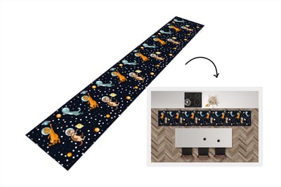 Keukenloper - Loper keuken - Planeten - Hond - Patroon - 300x50 cm - Keukenloper vinyl
