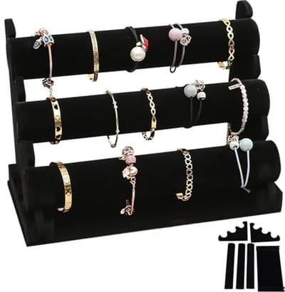 Fluwelen Armbandstandaard met 3 Afneembare Etages voor Sieraden