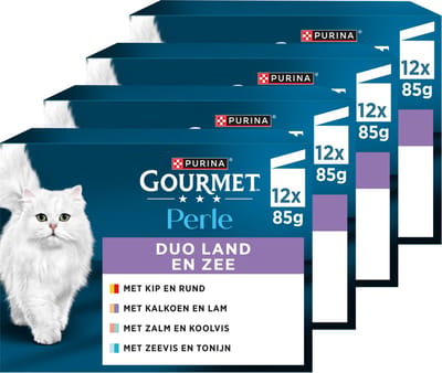 Gourmet Perle - Kattenvoer Natvoer - Land & Zee Duo met Kip en Rund - 48 x 85 g