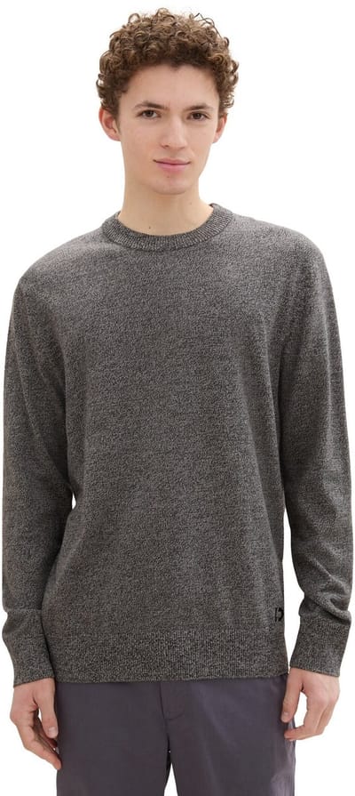 Tom Tailor Denim - Basic gebreide trui van katoen - Maat XS - grey tonal mouline