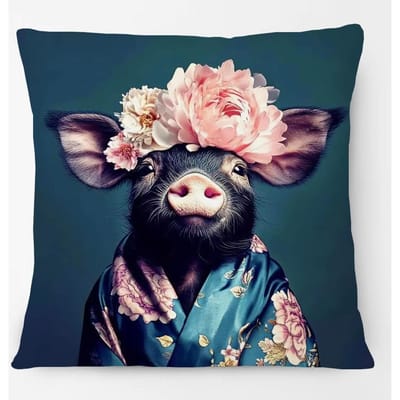 Affiche Portrait d'Animaux Housse de Coussin Cheval Chien Renard Fleur Girafe Léopard Tigre Housse de Coussin Salon Carré Décoration de Maison 45x45cm