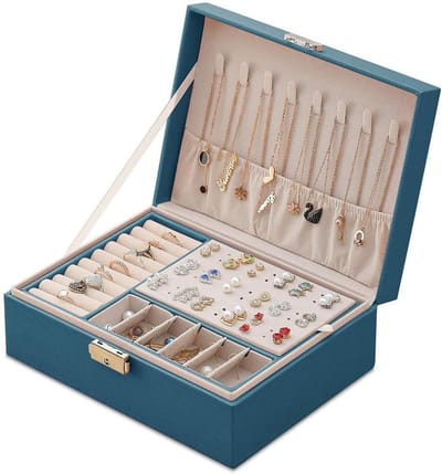 Dailygoods- Sieradenkistje Hoogwaardig Kunstleer - Juwelendoosje - Sieradendoosje - Sieradenorganizer - 2 Lagen - Fluwelen Voering - Juwelendoos