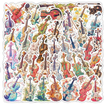 1056 Stuks Viool Muziekinstrument Graffiti Stickers Waterdichte Decals Speelgoed Cadeaus Voor Diy Decoratieve Mobiele Telefoonhoes Bureau beige