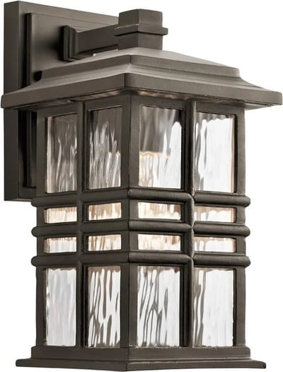 Kichler LED Wand Buitenlamp Beacon Square | 1X E27 Max 60W | IP44 | Dimbaar | Olde Bronze