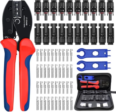 Krimptang Set - Zonne-accessoires - Zonnepanelen Installeren - Compleet met Connectoren - 25-6 mm² - Zilver