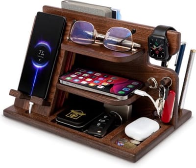 Dockingstation houten boom - met sleutelhanger - cadeau mannen