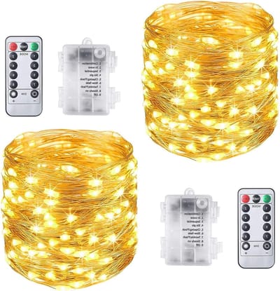 LED Sfeerverlichting 2x 10M 100 LEDs Warm Wit, Waterdichte Koperen Draad voor Tuinen, Huizen en Feesten