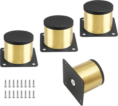 Set van 4 roestvrijstalen meubelpoten 2 inch / 50 mm - gouden kastpoten ronde keukenpoten - metalen vervangende poten voor kast, bank, bankplanken, tafel