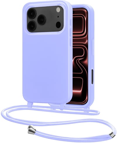 Hoes Geschikt voor iPhone 17 Pro Met Telefoonkoord - Siliconen Hoesje Backcover Met Ketting - Lila