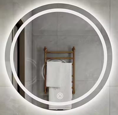 Igoods Badkamerspiegel - Aluminium Badkamerspiegel met LED-verlichting - Wandspiegel - Make-up Spiegel - Rond - 70cm