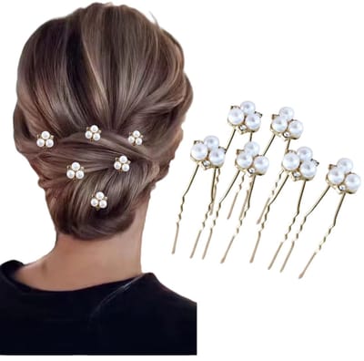 6 stuks haarpinnen goudkleurig -Kristal en parels Youhomy accessoires Bruid Haarpinnen U-vormige- Bruidsmeisje haaraccessoires | Bruid | Feest Gelegenheid