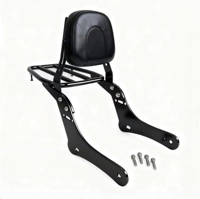 Passagierskussen Motor - Sissy Bar Rugsteun - Comfortabel Reizen - Verstelbaar Bagagerek - 3.6 kg - Zwart