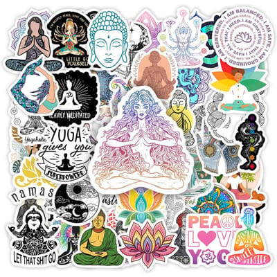 Yoga Meditatie Stickers OM Boeddha DIY Speelgoed Cadeau Decoratieve Sticker voor Telefoon Bagage Laptop Flessen Scrapbook Waterdicht gray