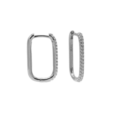 Karma - Oorringen - oorbellen - Plain Zirconia Hinged Hoops Round Square - 925 sterling zilver - 20 MM