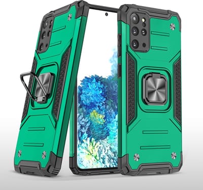 Hoesje Geschikt Voor Samsung Galaxy S20 Plus Hoesje - Heavy Duty Armor hoesje Groen - Galaxy S20 Plus silicone TPU hybride hoesje Kickstand ringhouder met Magnetisch Auto Mount