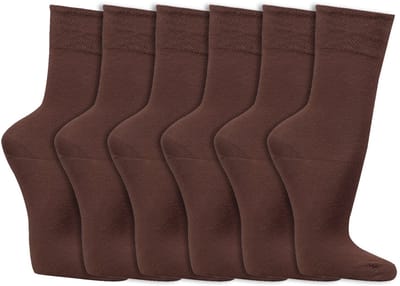 Katoenen sokken | Boord zonder elastiek | Kleur: Bruin | Maat: Diverse maten | 6 paar