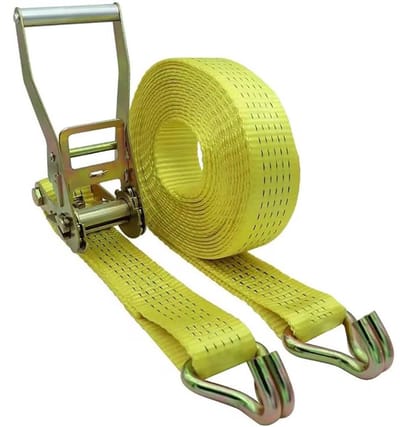 Spanbanden met ratel - Gele spanbanden - Lading vastzetten - Dubbele J-haken - 9 meter - Geel
