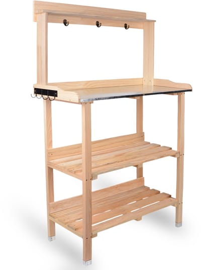 UNUS® Oppottafel met verzinkt werkblad 78x36x131 cm onbehandeld hout