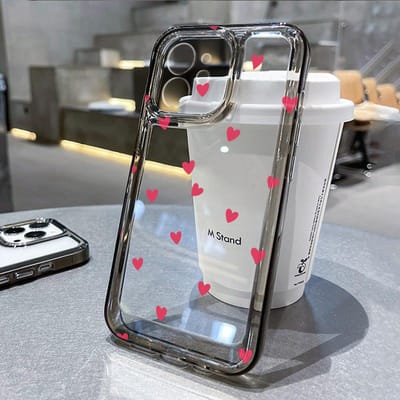 Schattig Cartoon Liefde Hart Telefoonhoesje Voor iPhone 11 Hoesje iPhone 13 15 12 14 16 Pro Max 8 7 Plus XR XS X SE Transparante Zachte Hoes For iPhone 16 Pro gray