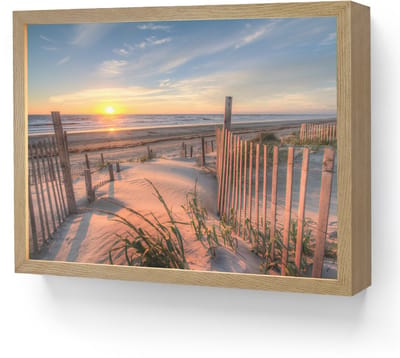 Wandlamp 40x30 cm - Oplaadbaar - Strand - Zee - Duin - Zonsondergang - Landschap - Wandlampen binnen woonkamer - Slaapkamer lamp - Decoratieve nachtlamp - Vloerlamp draadloos