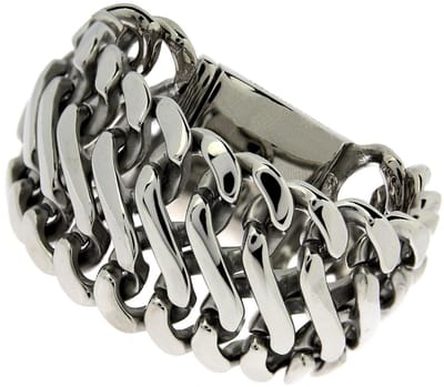 Bukovsky - Extra Brede Stalen Schakelarmband - "Elegance XL" - 21 cm - Zilverkleur - Gepolijst - Glanzend - Rvs - 316L Stainless Steel