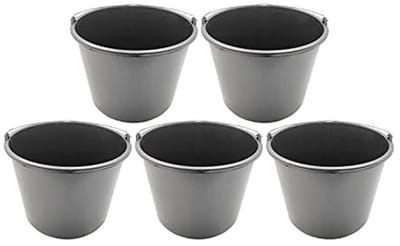 Mortelemmer 12 liter - Extra stabiele bouwemmer met handvat en schaalverdeling - 5 stuks