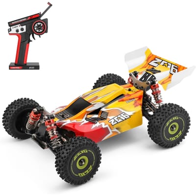 WLtoys XKS 144010 RC voiture tout-terrain haute vitesse 75 km/h 1/14 2.4 GHz voiture de course 4WD RTR avec métal remote control B jaune