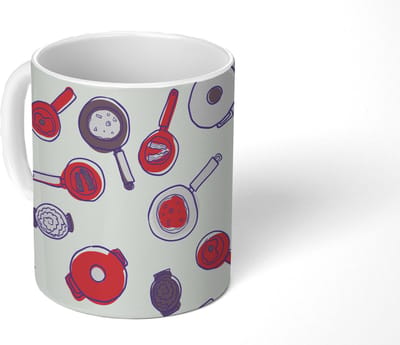 Mok - Koffiemok - Patroon - Koken - Pan - Eten - Mokken - 350 ML - Beker - Koffiemokken - Theemok